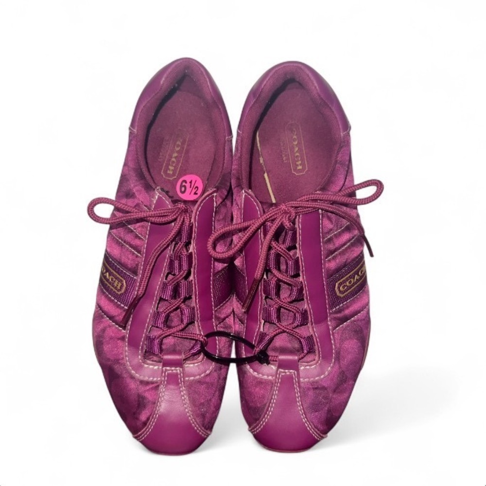 Coach Kirby Magenta Purple Signature C Monogram Sneakers Q999 Womens 6.5M - Picture 3 of 7